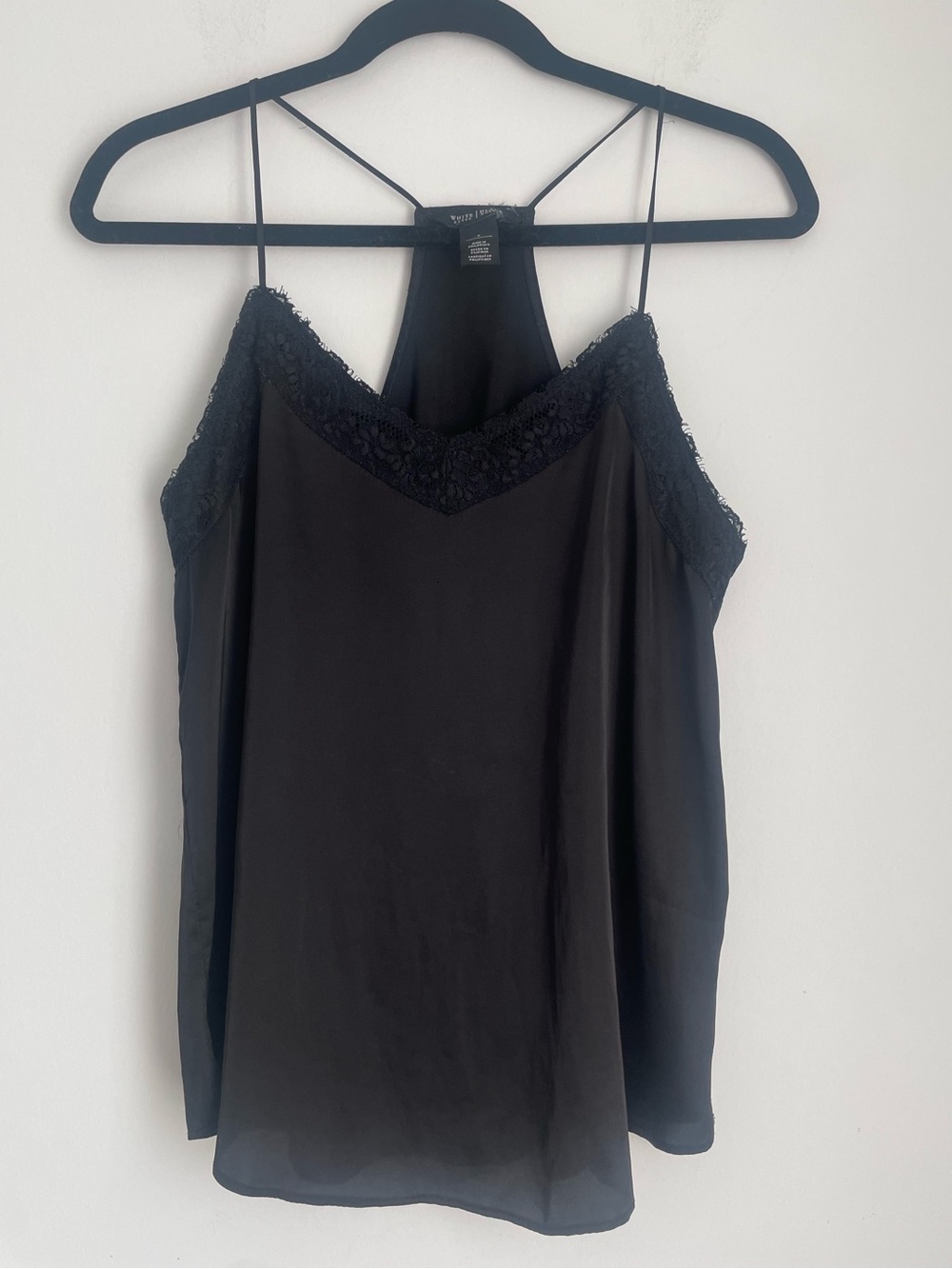 White House Black Market Satin Lace Trimmed Cami Size S Minimalist Basics